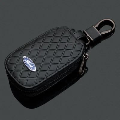 MARKENLOS Für Ford Schlüsselanhänger Tasche Schwarz Autoschlüssel Zarte Leder Geschenk