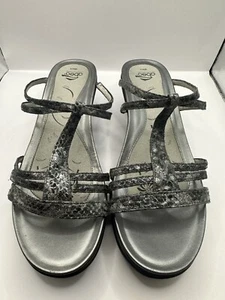 Abeo Snake Style Sandals Grey Slip-on Size US 11 Neutral Footbed Gray Strappy - Picture 1 of 5