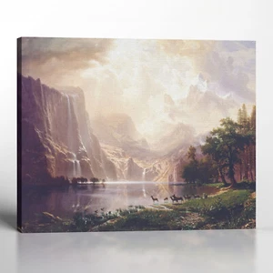 Decoración de pared de arte de montaña, pinturas de Albert Bierstadt entre Sierra Nevada - Imagen 1 de 12