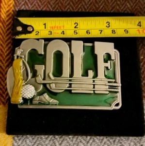 Tono plateado y esmalte 'Golf', emblema hebilla de cinturón Jchd* - Imagen 1 de 3