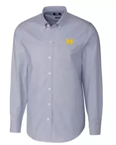 Michigan Cutter & Buck Blue Button Up Long Sleeve Dress Shirt Men's 4XL - Picture 1 of 1