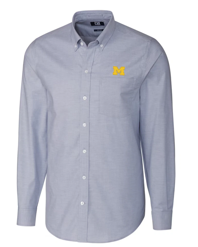 Michigan Cutter & Buck Blue Button Up Long Sleeve Dress Shirt Men's 4XL - Image 1 of 1
