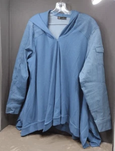 DG2 by Diane Gilman Thermal Knit & Denim Hoodie Oversized Cold Winter - Picture 1 of 3