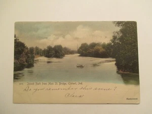 Elkhart Indiana Postcard Island Park from Main Street Bridge 1906 IN - Picture 1 of 2