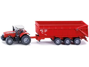 Massey Ferguson 8480 Dyna VT Tractor Red Silver Top & Krampe Dump Trailer carz - Picture 1 of 5