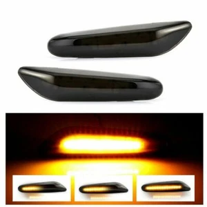 2X LED Dynamic Smoked Side Indicator Turn Signal Fit for BMW E46 E60 E90 E87 - Picture 1 of 11