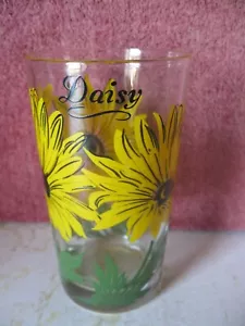 VINTAGE BOSCUL DAISY PEANUT BUTTER GLASS YELLOW 5" HIGH - Picture 1 of 2
