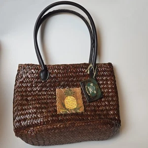 Vintage Sun Sand Pineapple Woven Handtasche Paul Brent Art Natural Accessoires Boho - Bild 1 von 24