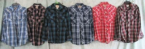 6 MENS MEDIUM PEARL SNAP LONG SLEEVE COWBOY WESTERN SHIRTS LOT WRANGLER*RAFTER C - Picture 1 of 8