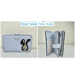 NEW KATE SPADE NEW YORK BUNBUN BUNNY COMPACT WALLET PALE HYDRA SAFFIANO K5653 - Picture 1 of 10