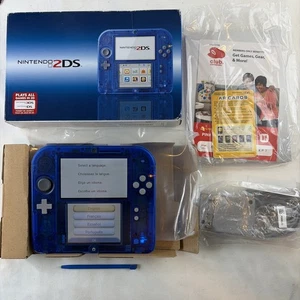 Clean! Nintendo 2DS Crystal Blue Console Complete Original Box TESTED CIB US - Picture 1 of 22
