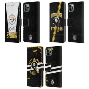 NFL PITTSBURGH STEELERS LOGO ART LEATHER BOOK CASE FOR APPLE iPHONE PHONES - Picture 1 of 9