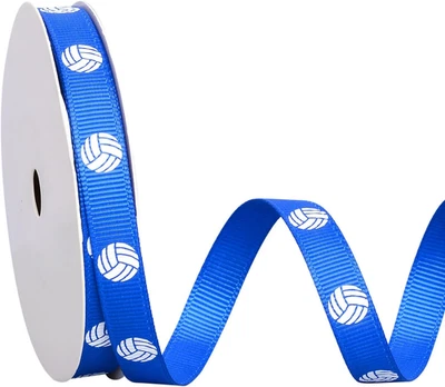 Volleyball Ribbon, 3/8 Inch Grosgrain Sports Ribbon for Crafts Hair Bows Gift Wr - Image 1 of 4