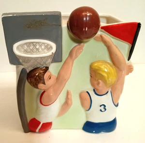 Basketball Dudes W/ Green Background Rubens Japan R442 Rare Supah Tacky Planter - Picture 1 of 12