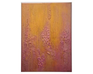 Abstrakt handgemalt Acrylgemälde gold und rosa Modern Bild Kunst 50cm X 70cm - Bild 1 von 4