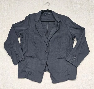 Eileen Fisher Leinen Blazer Jacke Graphit Kerbkragen Form Damen Gr. 18w - Bild 1 von 6