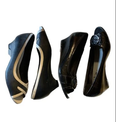 True Vintage 1980s Lot 2 Pair Wedge Heel Shoes 6.5  - Image 1 of 4