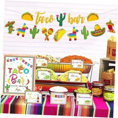 Fiesta Taco Bar Party Supplies Banner Garland 2 set Mexican Fiesta Party  - Image 1 of 4