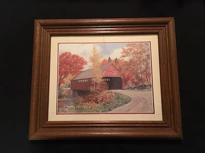 Мост с деревьями в осенней раме рекламный принт Coca-Cola 8x6  - Изображение 1 из 3