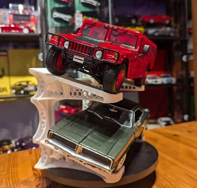 1/18 1:18 Sliding Diecast Car Models Stand - Holds 2 Cars - Image 1 of 4