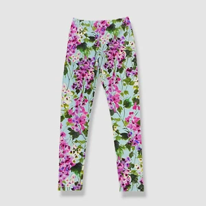 $245 Dolce & Gabbana Kids Girl's Blue Floral Carrot Leggings Pants Size 11-12 - Picture 1 of 5