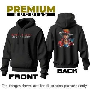 Monkey D. Luffy One Piece PREMIUM Black Hoodie Gift Men Women Unisex - MDL-A01 - Picture 1 of 4