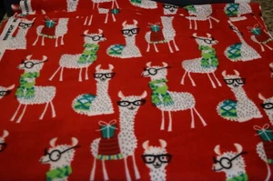 Jo-Ann Fabrics Anti-Pill Plush Fleece CHRISTMAS LLAMAS 1 YD = 36" x 58 MULTIPLE - Picture 1 of 4