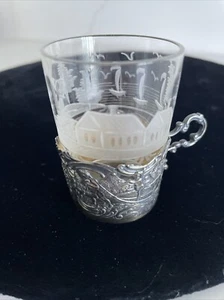 Antique Sterling Silver Repousse Cordial Etched  Shot Glass W/Cherubs Hallmarked - Picture 1 of 10