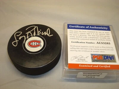 Larry Robinson Signed Montreal Canadiens Hockey Puck Autographed PSA/DNA COA 1F - Image 1 of 3