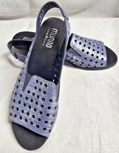 MUNRO Mickee Blue Metallic Leather Sling Back Sandals Size-8.5M - Picture 1 of 10