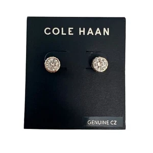 NOC Cole Haan Original CZ Basket Weave Bezel Set Ohrstecker Rhodiniert - Bild 1 von 6