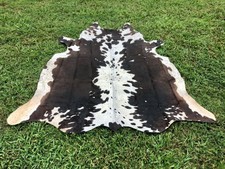 Cowhide Rugs Hair on Real Cow Hide Skin Tricolor Leather Area Rug 5.5 x 5.25 