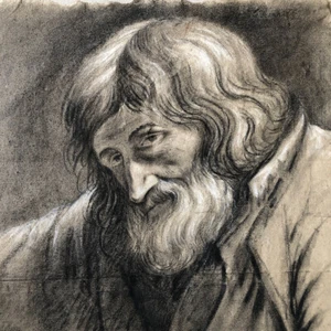 Louis-Joseph Jay — portrait d'homme — fusain / papier vergé signé & daté au dos - Picture 1 of 7