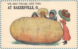 Postcard OH: People Around Exaggerated Potato, Bakersville, Ohio, DB 1910's - Picture 1 of 2