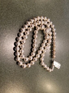 VINTAGE OLD CARLISLE HANDCRAFTED STERLING SILVER BEADED NECKLACE 24" - Picture 1 of 9