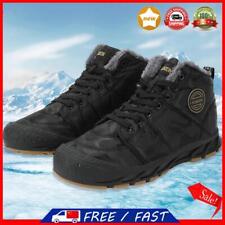 Mens Cotton Shoes Plush Warm Hiking Boots Comfortable Waterproof (41 Black)