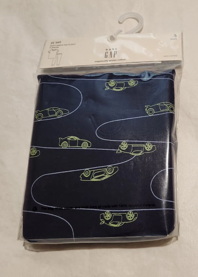 全新带标签 Baby Gap 汽车短袖睡衣睡衣 2 件 3T 学步男孩 — 第 1/1 张图片