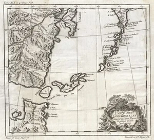 Mapa Bellin de 1750 de las Islas Kuriles - Imagen 1 de 1