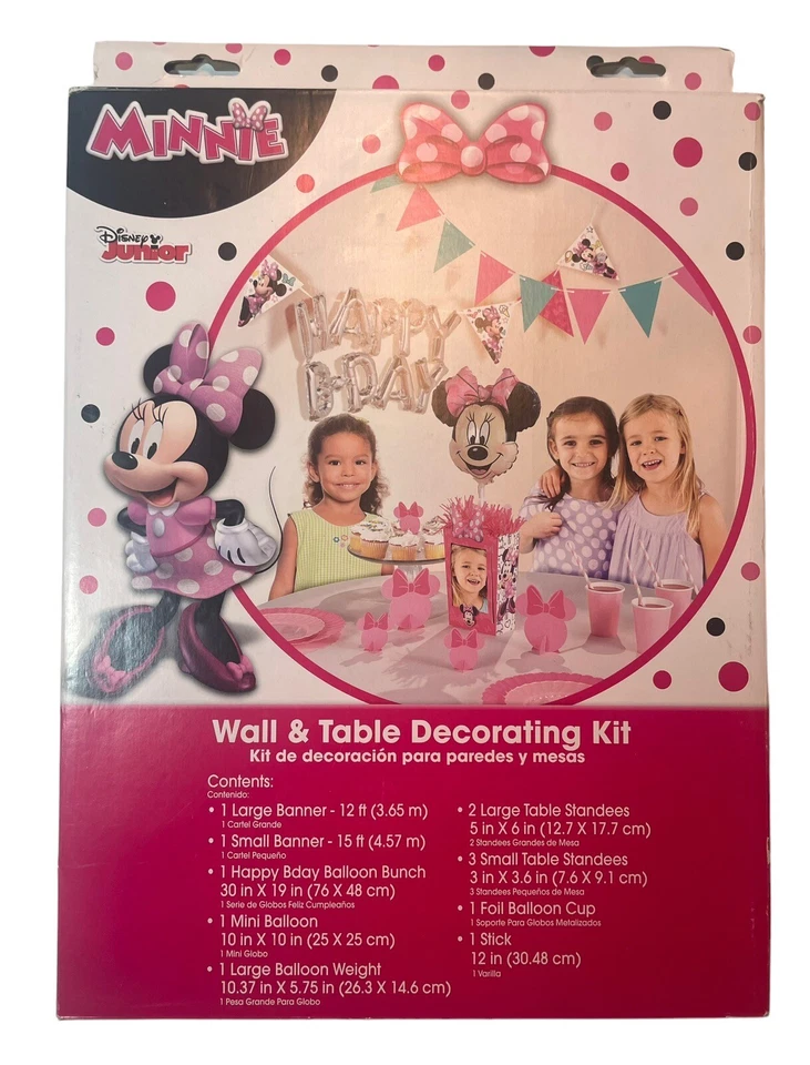 Disney Minnie Mouse Wall & Table Decoration Kit 12 Pcs Birthday Party