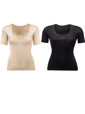 Ladies Plain Half Sleeve Lace Design  Vest Tops Camisole Tank Top Cami • 5.99€