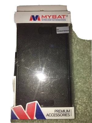 Black Phone Wallet Case For Coolpad Defiant 3632 Leather Flip Card Pouch Cover - Image 1 of 2