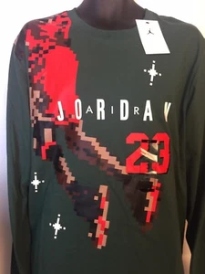 Nike Air Jordan Brand Holiday Long Sleeve T-shirt Green DC9793-333 Mens Sz XL - Picture 1 of 6