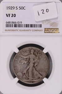 1929-S Walking Liberty Silver Half Dollar NGC VF-20 #6-019 - Picture 1 of 2