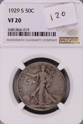 1929-S Walking Liberty Silver Half Dollar NGC VF-20 #6-019 - Image 1 of 2