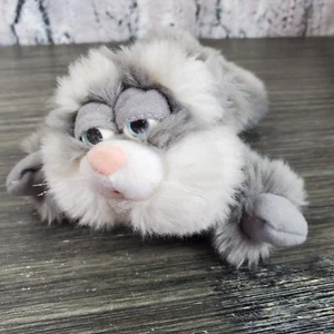 Vtg. TRENDMASTERS Kitty Cat GRAY WHITE With Eyelids Plush Beanbag Beans 1998 7" - Picture 1 of 7