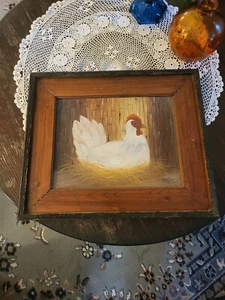 Original Ölgemälde Hühnernestchen von Linda Thomas Holzrahmen 20x17 cm - Bild 1 von 20