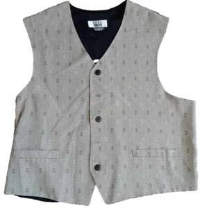 City Streets Vest Mens Large Beige Geo Dress Tux Tuxedo Suit Formal 5 Button - Picture 1 of 6