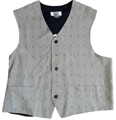 City Streets Vest Mens Large Beige Geo Dress Tux Tuxedo Suit Formal 5 Button - Image 1 of 4