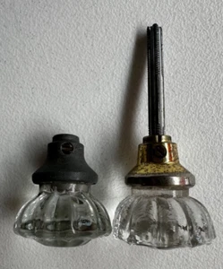 Antik viktorianisch 12 Punkt Klar Kristallglas Messing Schaft Türgriffe Griff - Bild 1 von 9