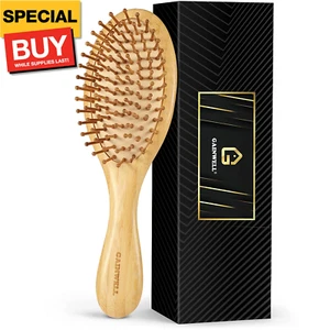 Bamboo Hair Brush for Hair Growth, Natural Bamboo Bristles Detangling Wooden Pad - Picture 1 of 6
